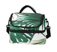 Tropical Plant Palm Leaves Lunch Bag Reusable Insulated Leakproof Lunchbox Two Layer Lunch Cooler Bag with Detachable Strap for Work School Picnic