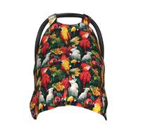 Tropical Plant Red Parrot Print Baby Car Seat Covers, Breathable Nursing Cover Breastfeeding Cover, Stroller Covers, Multi-use Infant Carseat Canopy, Baby Boys Girls Newborn Essentials