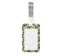 Tropical Plant Sloth Print Badge Holder with Lanyard, Hard Plastic Vertical Name ID Card Badge Holders