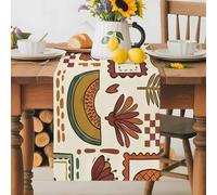 Tropical Plant Table Runner 13x36 Inches Long Palm Leaf Orange Cantaloupe Pineapple Red Yellow Flowers Cotton Linen Table Runner Burlap Style for Dinner Table Party Decor Tabletop Decorations