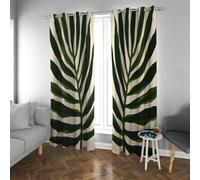 Tropical Plant Theme Curtains Palm Leaves Print Pattern Eyelet Blackout Thermal Window Curtains for Bedroom Living Dining Room Office W46xL72in 2 Panels