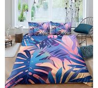 Tropical Plants 3D Printing Duvet Cover Set Bedding Set Tropical Flora And Fauna Microfiber Pillowcases Hidden Zipper for Kids Double（200x200cm）