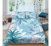 Tropical Plants 3D Printing Duvet Cover Set Bedding Tropical Flora And Fauna Microfiber And Pillowcase Hidden Zipper Children Teenagers King（220x240cm）