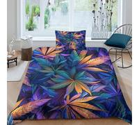 Tropical Plants 3D Printing Duvet Cover Set Bedding Tropical Flora And Fauna Microfibre Soft Match with Pillowcase Hidden Zipper for Kids Single（135x200cm）
