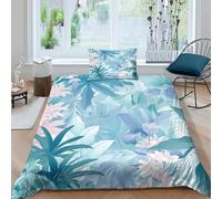 Tropical Plants 3D Printing Duvet Covers Bedding Set Tropical Flora And Fauna Microfibre Soft Pillowcases Hidden Zipper for Kids Single（135x200cm）