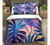 Tropical Plants 3D Printing Duvet Covers Bedding Tropical Flora And Fauna Microfiber Match with Pillowcase Hidden Zipper for Kids Super King（260x220cm）