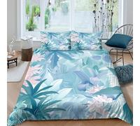 Tropical Plants 3D Printing Duvet Covers Bedding Tropical Flora And Fauna Microfiber Pillowcases Hidden Zipper Children Teenagers Double(200x200cm)