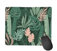 Tropical Plants and Leaves Mouse Pad,Tropical Palm Leaves Square Waterproof Mouse Mat,Non-Slip Rubber Base Durable Stitched Edges Computer Mousepad for Gaming Home Office Wireless Mouse 11.8" x 9.8"