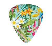 Tropical Plants And Parrots 12-Pack Guitar Picks Set â€“ Unique Single-Sided Printed Picks With Abs Material For Acoustic, Electric Guitars & Ukuleles