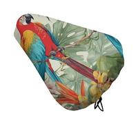 Tropical Plants and Parrots Bike Seat Cushion Waterproof Bicycle Seat Cover with Drawstring Comfort Dustproof Rain Proof Protection Bike Seat for Outdoor Most Bicycles Mountain Road Bikes