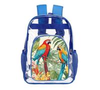 Tropical Plants And Parrots Clear Backpack Heavy Duty PVC Transparent Bag
