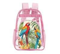 Tropical Plants And Parrots Clear Backpack Heavy Duty PVC Transparent Bag