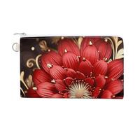 Tropical Plants And Parrots Coin Purse Canvas Change Pouch with Zipper Small Cosmetic Organizer Bag Women Wallet for Car Keys, Credit Cards, Cash, Lipstick, Red Gold flower, One Size, Red Gold Flower