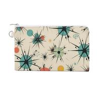Tropical Plants And Parrots Coin Purse Canvas Change Pouch with Zipper Small Cosmetic Organizer Bag Women Wallet for Car Keys, Credit Cards, Cash, Lipstick, Atomic Stars Retro Pattern, One Size