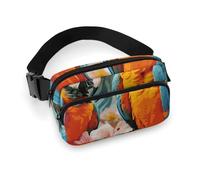 Tropical Plants And Parrots Fanny Pack for Women Men Waist Bag Belt Bag Adjustable Casual Bag for Travel Sports Hiking, white, 7.9x5.1inches