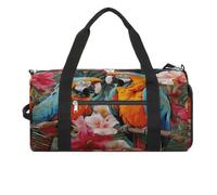 Tropical Plants and Parrots Gym Bag for Women Men Shoe Compartment Waterproof Travel Bags Sports Duffle Bag for Sports Gyms Yoga