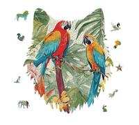 Tropical Plants and Parrots Jigsaw Puzzle 175PCS Wolf Head Design Puzzle Wooden Jigsaw Puzzles for Adults Families