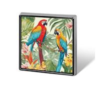 Tropical Plants And Parrots Lapel Pin for Men Brooches And Pins for Women Square Metal Badge for Shirts, Jackets, Hats | Durable Fashion Accessory & Gift for Men, Women, Events