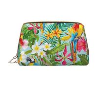 Tropical Plants and Parrots Makeup Organizer, Travel-Friendly Toiletry Pouch for Cosmetics, Skincare, Accessories