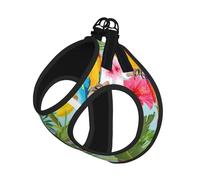 Tropical Plants And Parrots Print Harness Leash Set For Cats And Dogs, Reflective Adjustable, Soft Breathable Mesh Vest With Escape-Proof Lead, For Small Pets And Kitten Puppies