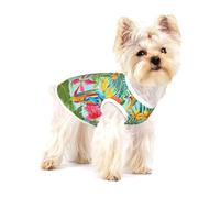 Tropical Plants And Parrots Print Small Dog Clothes Pet Vest, Soft Cotton Sleeveless T-Shirts Breathable Pet Tank Top Apparel For Puppies And Cats