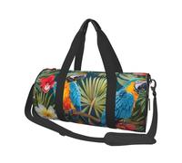 Tropical Plants and Parrots Printed Sports Gym Bag with Wet Pocket & Shoes Compartment, Travel Duffel Bag for Men Women