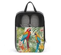 Tropical Plants And Parrots Shoe Bag Travel Shoe Organizer Water-Resistant Shoe Pouch with Zipper Sneaker Dust Bag, gray, One Size, Modern