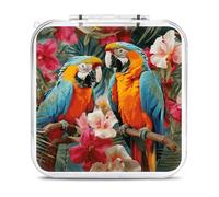 Tropical Plants And Parrots Switch Game Case Switch Game Holder Cartridge Case Storage 12 Games & 2 Micro Sd Card Slots, Travel Carry Cases, Portable Games Card Storage, Hard Shell, Buckle Closure
