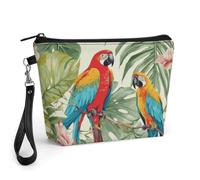 Tropical Plants And Parrots Travel Makeup Bag Large Capacity Toiletry Bag
