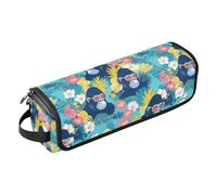 Tropical Plants Animals Hair Tools Travel Bag with Heat Resistant Mat Waterproof Portable Open Flat Travel Bag for Hot Tools Curling Iron Flat Irons Hair Volumizer Styler Hair Accessories Organizer