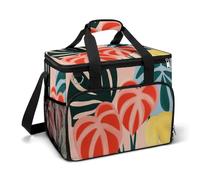 Tropical Plants Boho Vintage Camping Cooler Bags Insulated Beach Cooler Portable Leak Proof Camping Cooler with Shoulder Strap