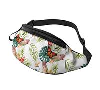 Tropical Plants Butterfly Parrot Fanny Pack Sport Casual Waist Pack for Women Men Fashionable