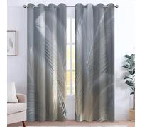 Tropical Plants Curtains Eyelet Soft Thermal Insulated Microfiber Blackout Curtains Abstract Palm Leaf Print Ring Top Drapes for Boys Girls Bedroom Living Room 46 x 90 Inch Drop 2 Panels