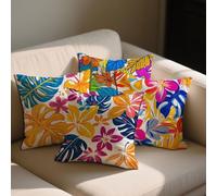 Tropical Plants Cushion Covers Floral Cushions Covers 50x50 cm Set of 4 for Sofa Bed Square Velvet Pillowcase Double Sided Printing Couch Throw Pillow Case Indoor Room Decor, Gifts for Women b-1166