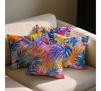 Tropical Plants Cushion Covers Summer Cushions Covers 90x90 cm Set of 4 for Sofa Bed Square Velvet Pillowcase Double Sided Printing Couch Throw Pillow Case Indoor Room Decor, Gifts for Women b-1174
