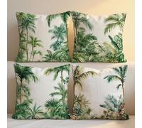 Tropical Plants Cushion Covers Tree Cushions Covers 60x60 cm Set of 4 for Sofa Bed Square Decorative Pillow Cases Linen Double Sided Printing Throw Pillow Case Indoor Room Decor, Gift for Women b-1170