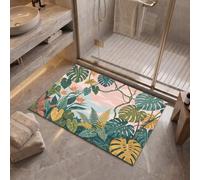 Tropical Plants Door Mats Indoor, 60 x 120 cm Machine Washable Soft Doormats, Dirt Trapper Monstera Deliciosa Bird Of Paradise Door Mat, Super Absorbent Entrance Rug, Non-slip Floor Mats, Light Pink