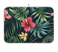 Tropical Plants Hawaii Reusable Dish Drying mat 18x24 Rectangle Large Dish Drainer mat and Rack Decorative Home Decor Essentials