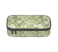 Tropical Plants Large-Capacity Organized Pencil Case With Full-Print Design â€“ Durable Oxford Fabric Stationery Pouch Featuring Smart Multi-Zone Layout, Mesh Pocket, Adjustable Divider & 4 Pen Slots