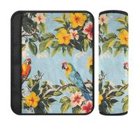 Tropical Plants Parrots Animals 2 Pack car seat Strap Pads Padded, Release Stress to Your Neck and Shoulders, car Trip Essentials for Auto
