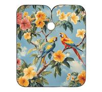 Tropical Plants Parrots Animals Beard Apron Cape with Adjustable Snap Closure, Essentials Capes for Adults Waterproof bata para cortar Cabello 65" x 55"