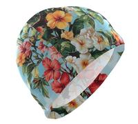 Tropical Plants Parrots Animals swim large for Unisex Adults Short Hair waterproof swimming for adults Hair Protection and Drag Reduction gorro para nadar