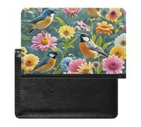 Tropical Plants Passport Holder Slim Travel Wallet RFID Blocking Card Case Cover Passport Cover Protector Essentials with Credit Card Slots for Women/Men, Garden with birds and flowers, One Size