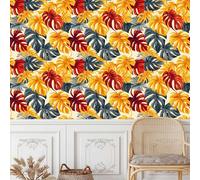 Tropical Plants Peel and Stick Wallpaper 40CM×12M, Tropical Jungle Plant Leaves Patterned Self Adhesive Wallpaper Sticky Back Plastic Vinyl Film Contact Paper for Bedroom Kitchen Wall Cabinet Shelf