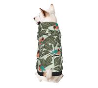 Tropical Plants Print Dog Hoodie Sweatshirt For Small Dogs, Warm, Soft And Breathable Pet Clothes, Easy To Wear Jumper For Winter And Fall Warm