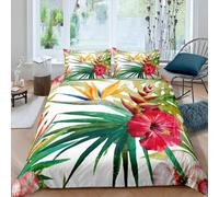 Tropical Plants Super King Size Duvet Cover Sets Flowers Bedding Set Soft Comfy Microfiber 3D Print Girl Quilt Cover 260x220 + 2 Pillowcases with Zipper, b251
