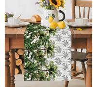 Tropical Plants Table Runner 13x70 Inches Long Palm Tree Banana Leaf Summer Forest Cotton Linen Table Runner Burlap Style for Dinner Table Party Decor Tabletop Decorations
