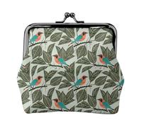 Tropical Plants Women's Leather Kiss-Lock Coin Purse,Double-Sided Full Print Pattern,Ultra-Fine Fiber Leather,Small Clutch Wallet for Cash,Cards,Coins