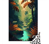 Tropical Pond 500 Pieces Jigsaw Puzzles for Adults Creative Rectangular Jigsaw Gift Wooden Puzzles Game Brain Teasers Toy 500pcs (52x38cm)