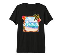 Tropical Pretty Aruba Theme Beach Sun Ocean Vacation Fun Premium T-Shirt